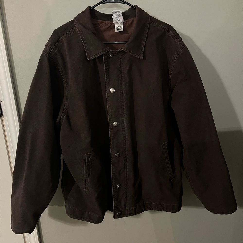Mens Cowboy by Choice Branded For Life Canvas Denim Jacket Size XL Brown